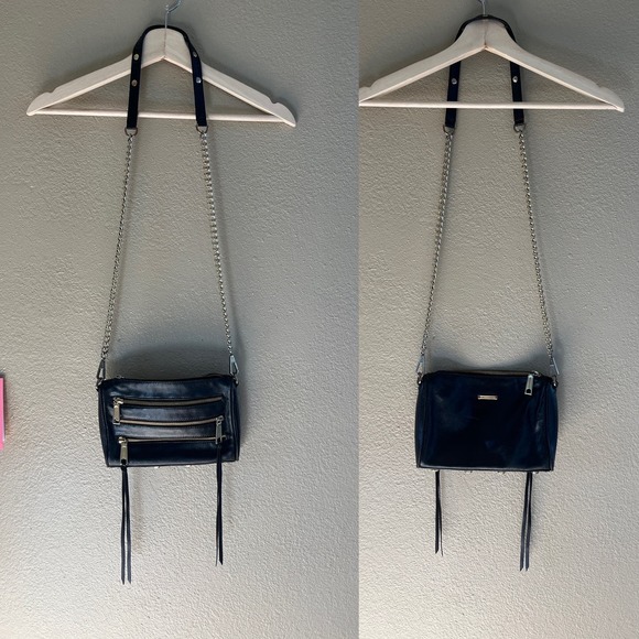 Rebecca Minkoff zip rocket leather crossbody bag in black - Picture 1 of 7